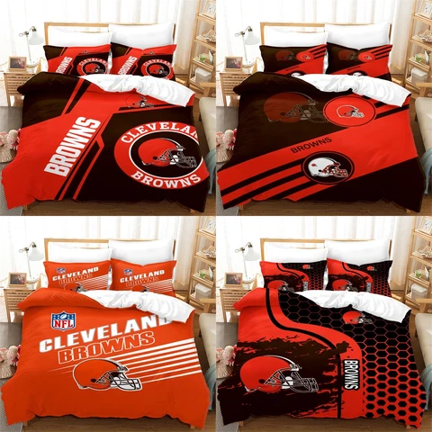 Cleveland Browns 3PCS Bedding Sets Cotton Blend Soft Duvet Cover Pillowcases Cover