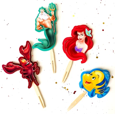 Juego de 12 Toppers 3D La Sirenita Cupcake, Fiesta Princesa Ariel, Niños Foto 1 de 4
