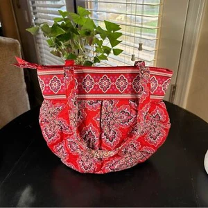 Vintage Vera Bradley Red Floral Print Quilted Cotton Shoulder Bag - Picture 1 of 5
