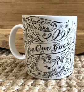 Disney Parks Large Beauty & the Beast Be Our Guest White Chalkboard Coffee Mug - Picture 1 of 7