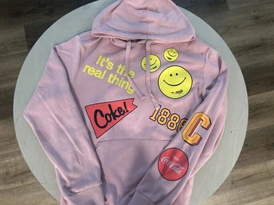 Mens M Coca Cola Pink Sweatshirt-Hoodie Long Sleeve - Image 1 of 2