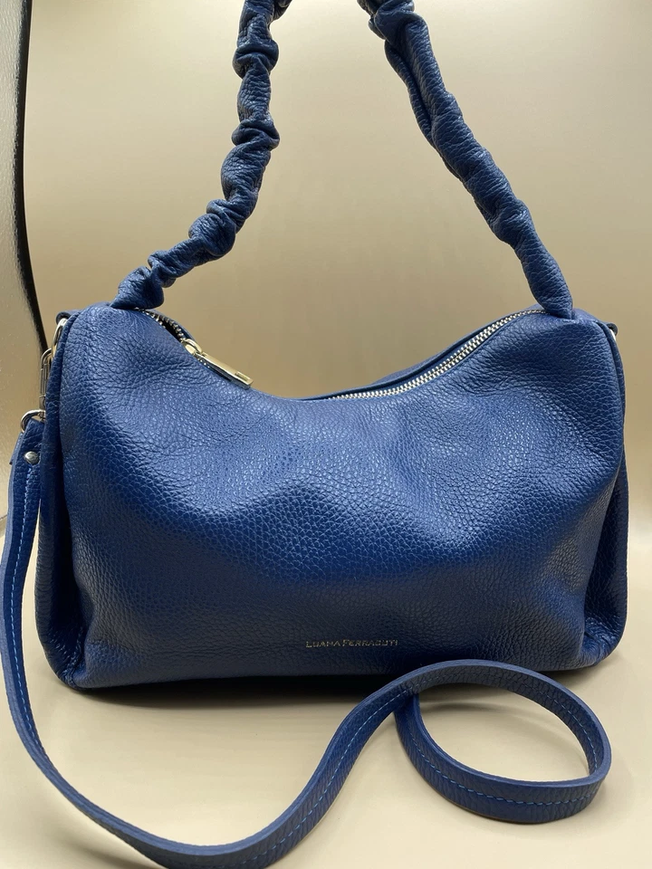 LUANA FERRACUTI 蓝色意大利皮革钱包单肩包 — 第 1/4 张图片