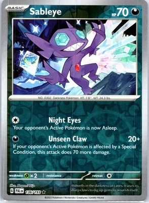 Sableye Reverse Holo Rare PAL SV02: Paldea Evolved 136/193 NM - Image 1 of 2