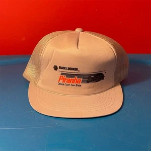 Gorra de camionero piraña vintage Black & Decker gorra de malla beige con cierre a presión - Imagen 1 de 7