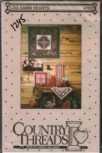 1245 Vintage SEWING Pattern Craft Decor Quilting Log Cabin Hearts Country Thread - Picture 1 of 1