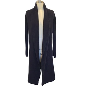 Halogen Black Open Front Cardigan Long Sleeve Small Medium 100% Cashmere Duster - Picture 1 of 5