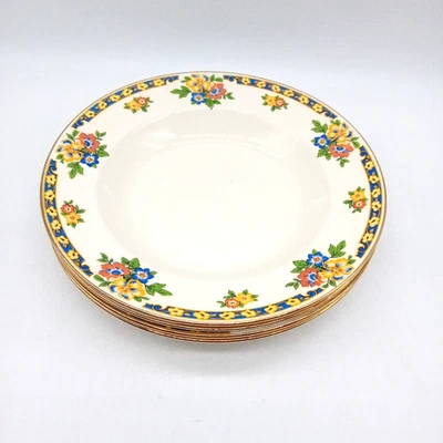 SAMPSON BRIDGWOOD Vintage 1940s Set of 4 Dish / Bowls Floral Edge Blue - Image 1 of 4