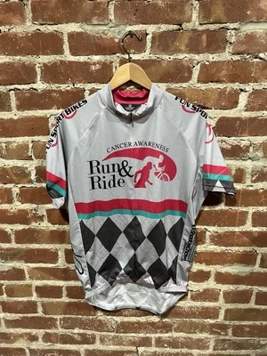 Camiseta deportiva de ciclismo Canari gris manga corta concienciación sobre el cáncer talla grande Foto 1 de 3