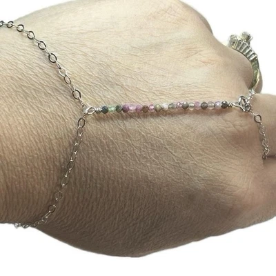 Handmade Sterling Silver & Tourmaline gemstones Slave bracelet - Image 1 of 4