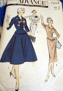 *LOVELY VTG 1950s DRESS ADVANCE Sewing Pattern 16/34 - Picture 1 of 2