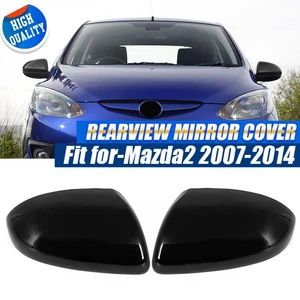 2PCS Gloss Black Side Rearview Mirror Cover Caps For Mazda 2 DEMIO 2007 08-2014 - Picture 1 of 15