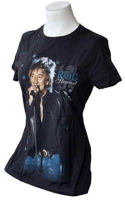 Camisa para mujer Hanes Rod Stewart cantando gráfica negra manga corta talla pequeña Foto 1 de 3