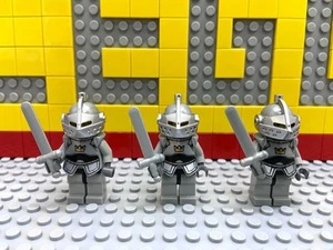 LEGO Castle minifigure set of 3 with soldier knight crown armor Castle series - Picture 1 of 2