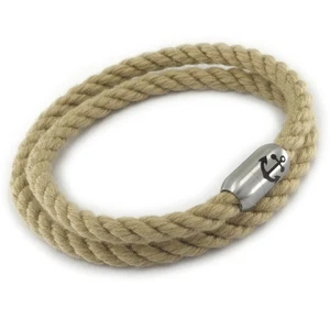 Segeltau Armband Ø 6 mm x 2 mit Magnetverschluss - Hanf Optik mit Schmuckbeutel - Picture 1 of 7