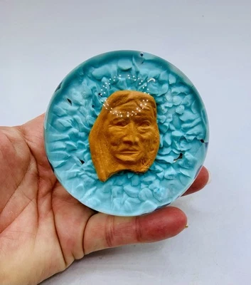 St. Clair SULPHIDE Paperweight Art Glass Native American Limited Edition 1972 - image 1 of 4