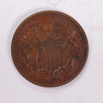 1871 Two Cent Piece., Very Fine Circulated Coin., Store Sale #1994 - Image 1 of 2