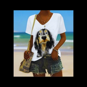 Animal Sketches T-Shirts – Women’s Short Sleeve Oversized Summer Tops - Picture 1 of 23