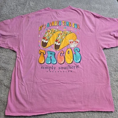 Camisa Simply Southern feminina XXL manga curta rosa tacos  - Imagem 1 de 4