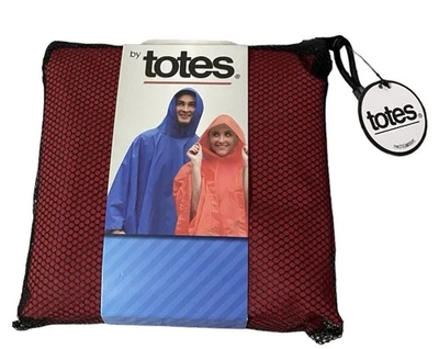 Totes Unisex Red Rain Poncho Lightweight Reusable One Size Fits Most New - Image 1 of 4