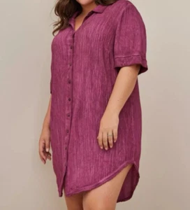 Nuevo con etiquetas Vestido Rosa Torrid Gasa Botón A Través Talla 1X-14-16 Relajado - Imagen 1 de 15
