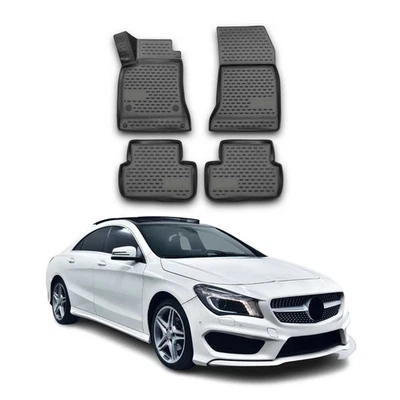OMAC Floor Mats Liner for Mercedes CLA C117 250 2013-2019 Rubber TPE Black 4Pcs - Image 1 of 4