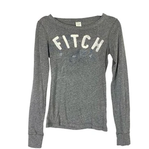 Vtg Abercrombie Fitch Women Long Sleeve Shirt Medium Gray Y2K Tight Babydoll Top - Picture 1 of 6