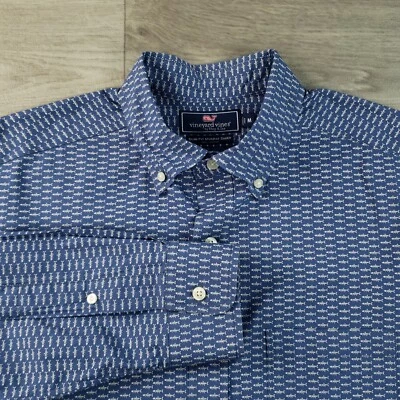 Camisa Murray Calce Ajustado Vineyard Vines Para Hombre Mediana Pez Estampado Esqueleto Geométrico Foto 1 de 4