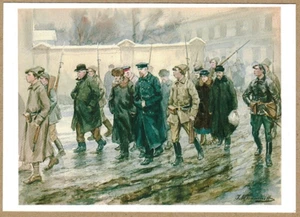 Russian postcard ARRESTED BOURGEOISIE UNDER ESCORT on street after revolution - Picture 1 of 2