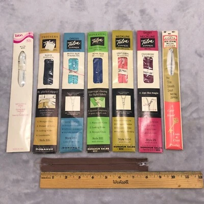 Lote de 7 abrigos vintage NOS Talon J & P cremalleras separadoras 7” 9” 11” 14” 16” 20” Foto 1 de 3