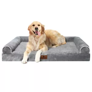 XXL Orthopedic Foam Dog Beds Gray Pet Mat Washable Removable Cover with U-Sides - Picture 1 of 16