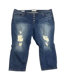 Torrid Plus Size 26 Blue Distressed Skinny Button Fly Jeans - Bild 1 von 9
