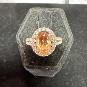 18 Karat Weißgold Turmalin und Diamant Damenring - Bild 1 von 6