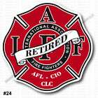 REVERSE PRINTED IAFF Firefighter Decal 3.7" RETIRED Sticker Red Black 0326