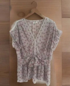 MAX STUDIO BOHO PEASANT FLORAL FLUTTER SLEEVE BLOUSE TOP V NECK PLUS SIZE 2X NWT - Picture 1 of 12