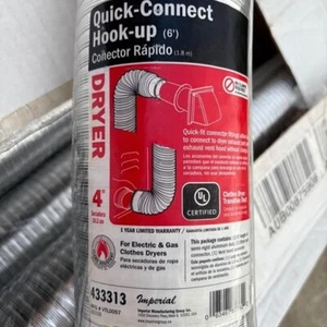 Imperial 4" Quick Connect Clothes Dryer Hook Up Transition Aluminum Duct - Picture 1 of 4