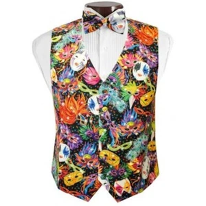Bal Masque Mardi Gras Tuxedo Vest and Tie - Picture 1 of 6
