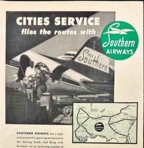 1951 Cities Service Southern Airways Airliner Vintage Print Ad - Picture 1 of 7