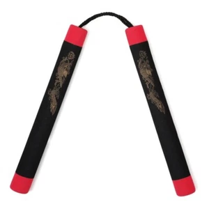 Foam Nunchaku 12 Inches Black / Red Tips Cord Rubber Nunchuck Nunchuku Training - Picture 1 of 1