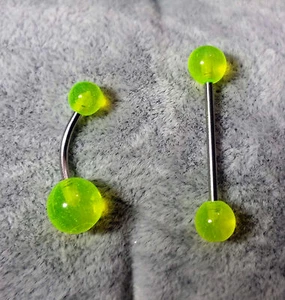 PIERCING OMBELICO+LINGUA NAVEL BELLY BAR+TONGUE BAR 316L SURGICAL STEEL LIME - Imagen 1 de 1