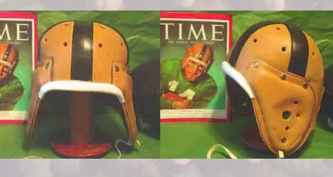 1940-50  Notre  Dame Leather Football Helmet -Lujack , Latner , Hornung mfg 2nd Cover