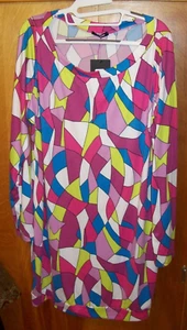 Fashion Nova Multi-Color Long Sleeve Dress Women's 3X ~ Stained Glass Pattern - Picture 1 of 5