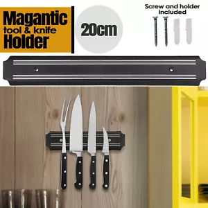 Wall Mounted Magnetic Knife Holder Kitchen Utensils Rack Storage Strip Mount Bar - Picture 1 of 12