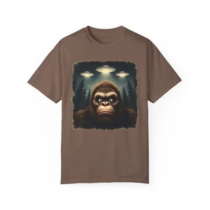 Bigfoot UFO Selfie Tee Shirt, Funny Tshirt, Sasquatch Alien Shirt, Novelty - Picture 1 of 17
