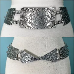 Vintage 50s Goddess Belt, Silver Tone Renaissance Revival Belt 27 1/2" L - Picture 1 of 13
