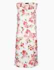 M&S Collection Women's Linen Floral Shift Dress In White Mix -Slightly Imperfect