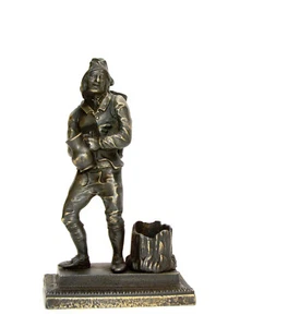 Vienna Bronze Village Man with Jug Match Holder - Picture 1 of 6