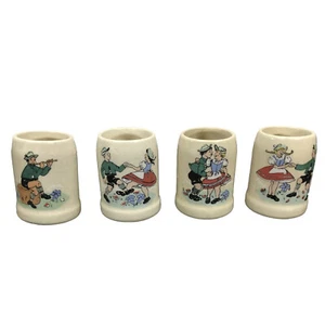 x4 Miniature Beer Steins Ceramic Vintage European Dancing Couples 2.25" - Picture 1 of 7