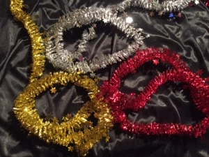 3m Lamettagirlande Tannenbaum Weihnachtsbaum Weihnachten Lametta silber/gold/rot - Bild 1 von 7