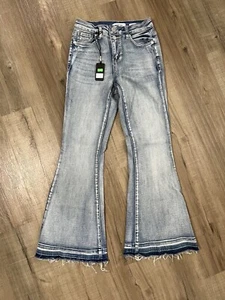 Western Blue Denim Jeans Size 3 Women High Rise Flare Bell Bottom Light Wash NWT - Picture 1 of 11