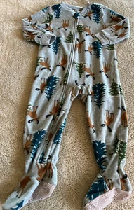 Just One You Boys Blue Moose Green Pine Trees Fleece Long Sleeve Pajamas 2T - Picture 1 of 7